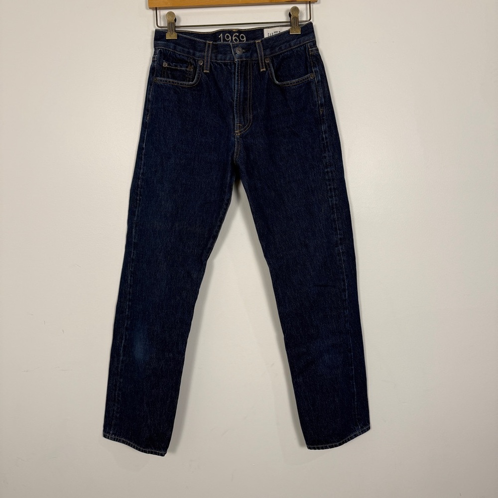 Gap 1969 High Rise Straight Jeans 26 Dark Rinse Rigid 100% Cotton Made in USA